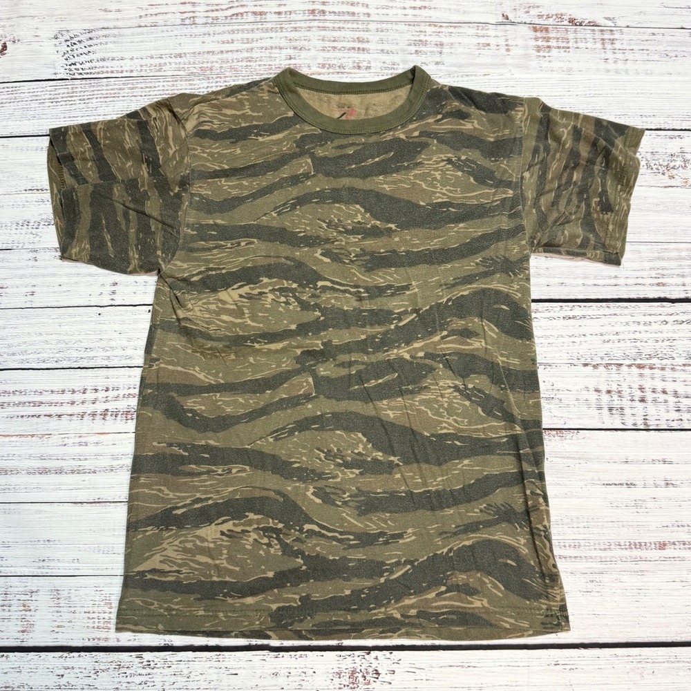 Rothco Tiger Stripe Camo T-Shirt Size M Short Sleeve Cotton Blend Green Brown